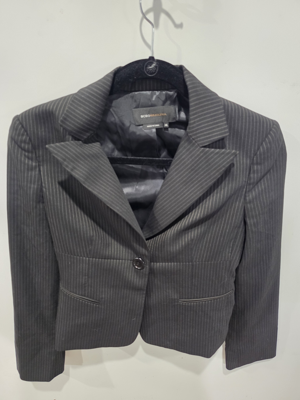 BCBGMAXAZRIA Women's Pinstripe Black Blazer XS Career